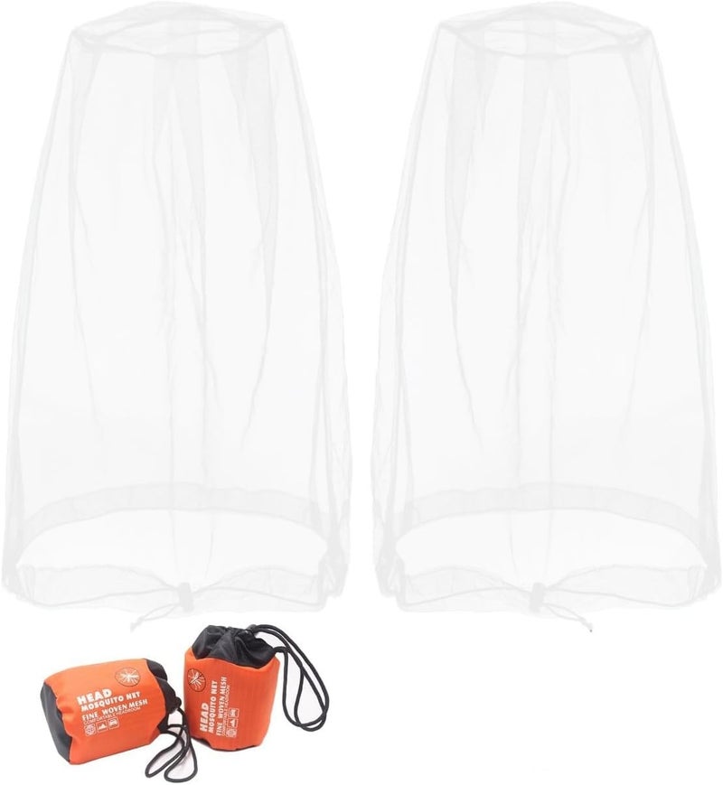Ducclucc Breathable Mosquito Head Net Head Bug Net for Hat Fits Most Sizes of Hats (2pcs, 47.2" L x 23.6" W, White) - Image 1